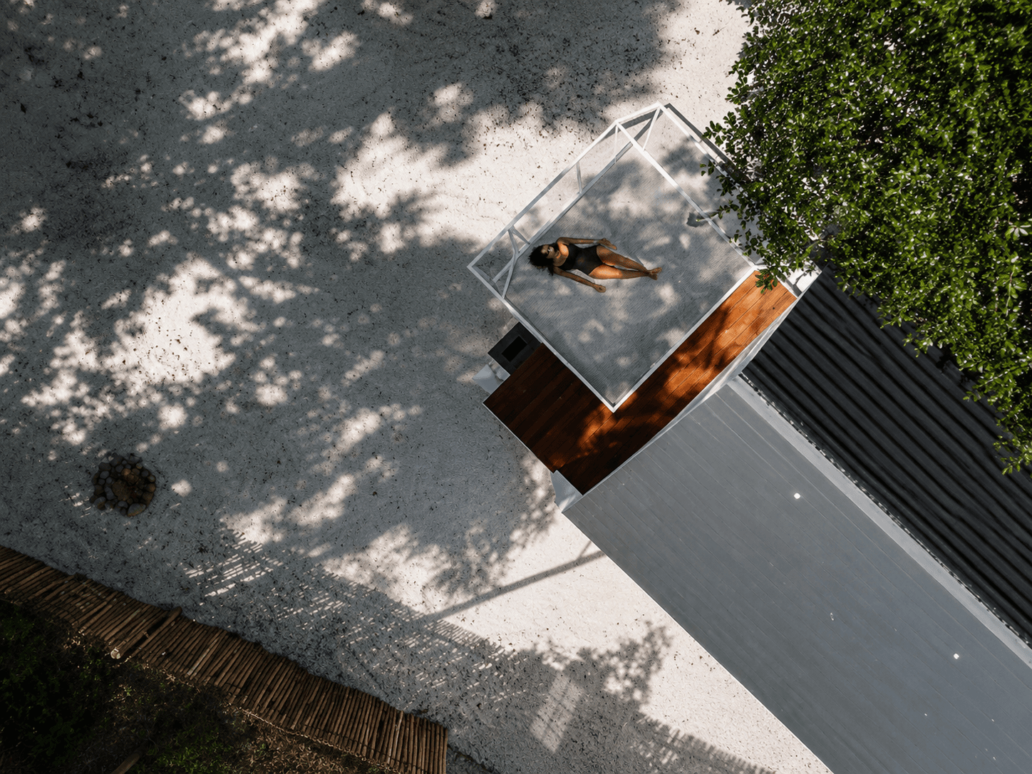 Villa terrace with net canopy