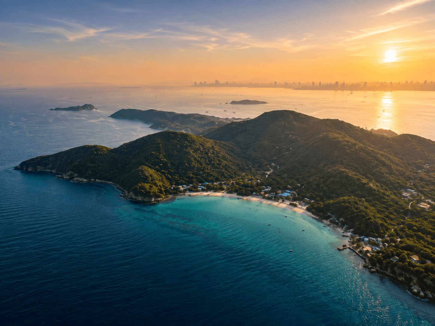 Koh Larn coastline at sunset